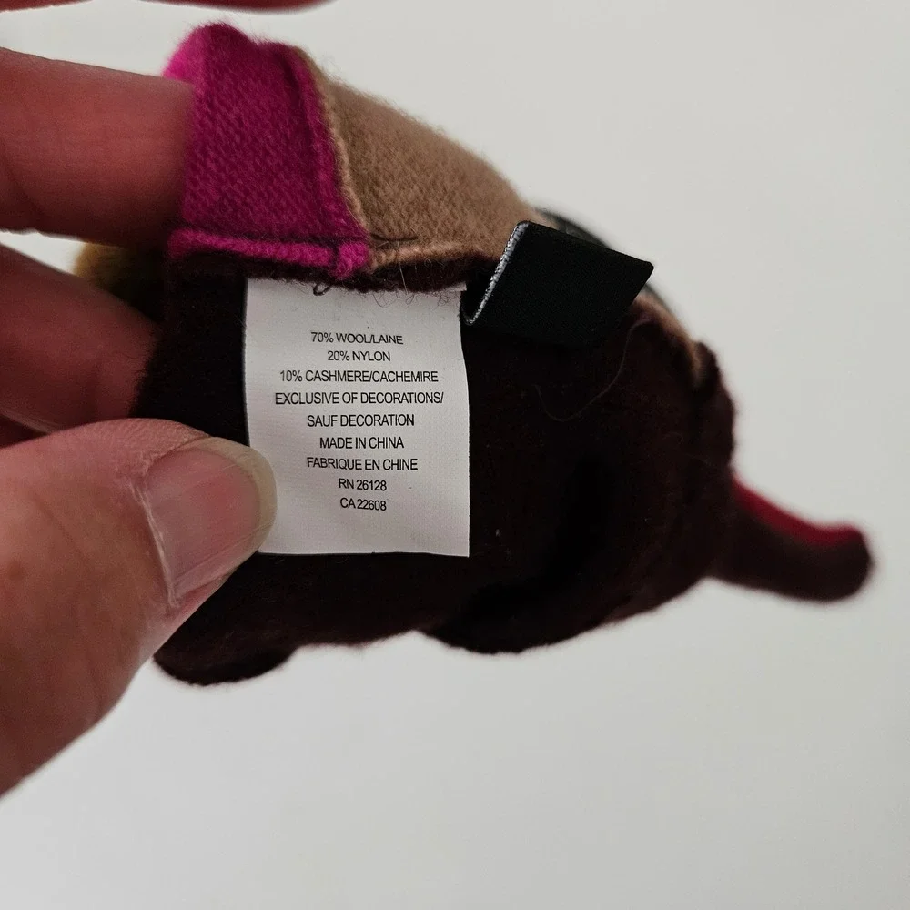 Echo Colorblock Wool Cashmere Blend Tech Gloves Burgundy Pink Tan Brown Large